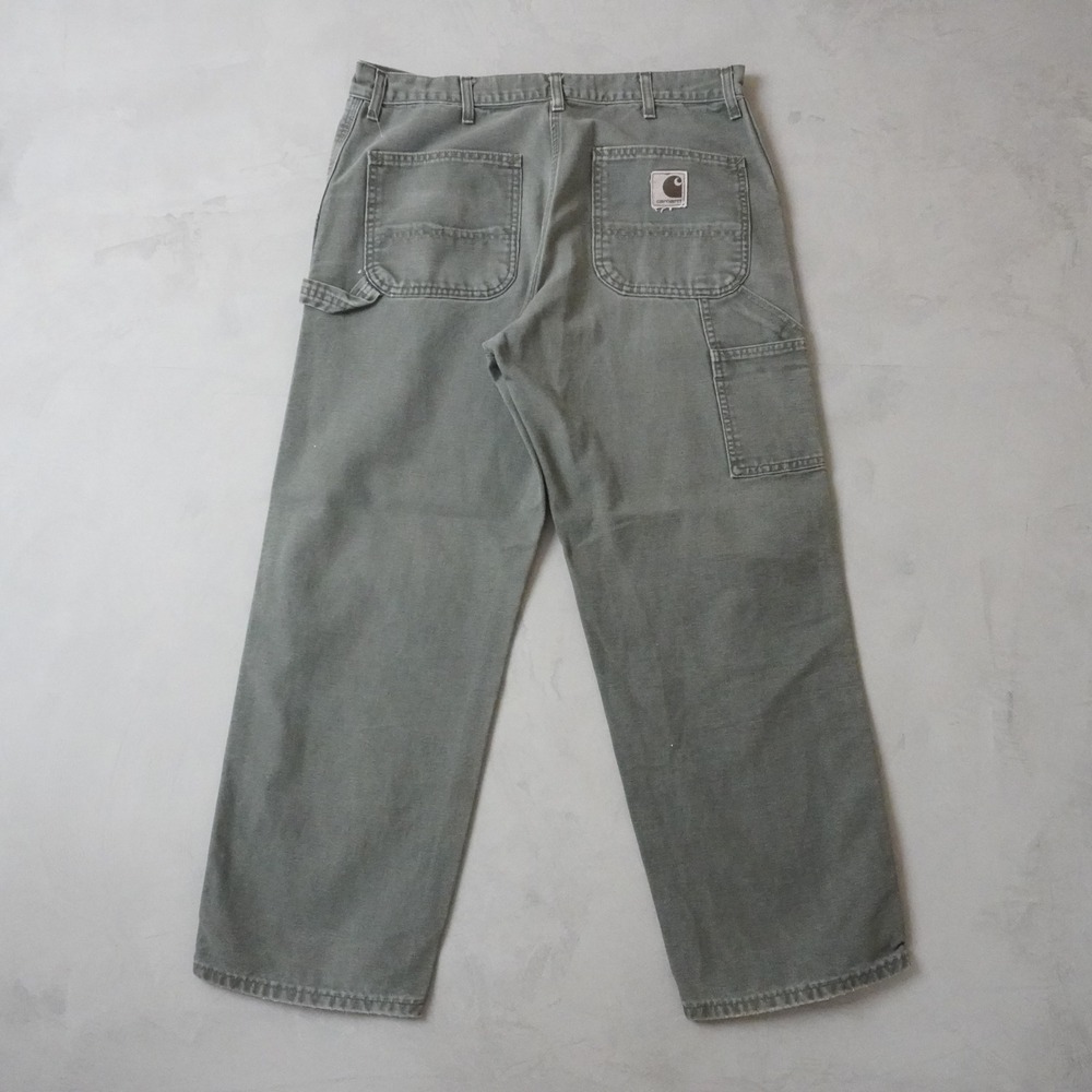 Vintage Carhartt Carpenter Pants 34x28 Mens Olive Green Canvas Workwear Dungaree